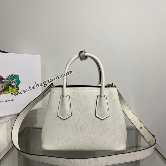 Prada專櫃新款迷你號DoubleBagmini號購物袋 1BG443 普拉達粗十字紋牛皮手提女包 csp1103